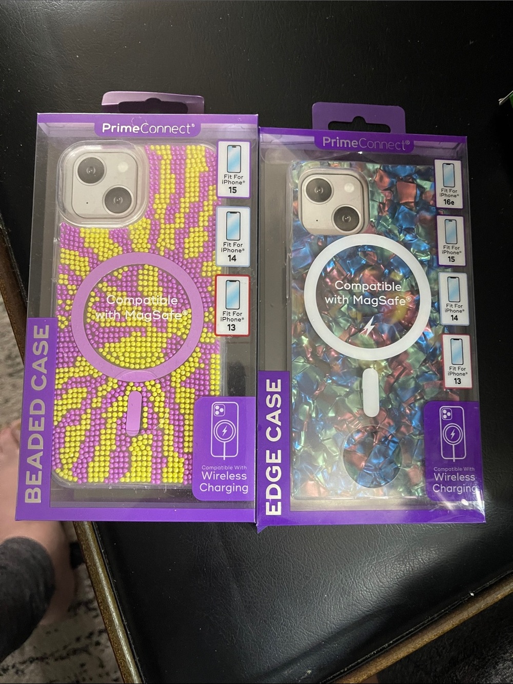 Purple & Yellow Beaded MagSafe-Compatible iPhone Case
